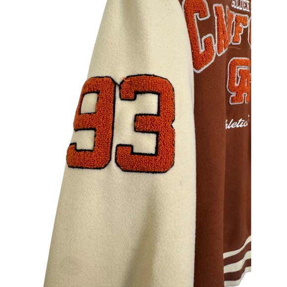 Forever 21 Varsity Jacket Women S Brown & Cream - Picture 11 of 13